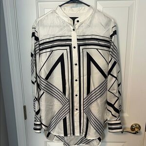 rag & bone Black and White Geometric Blouse